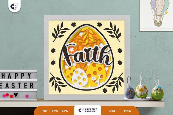 3D Layered Paper Cut Faith Easter Egg