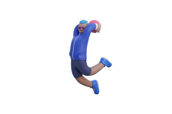 3D Man Playing Basketball