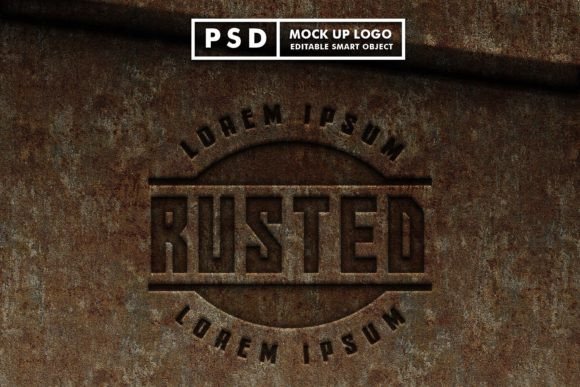 3D Realistic Rusted Logo Mockup