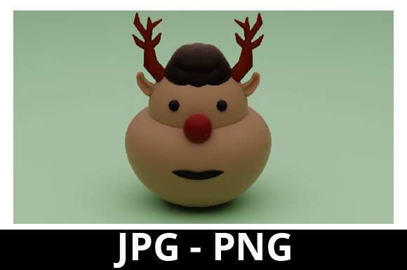 3d Rendered Fat Cute Reindeer Head: A Festive Design Essential for Modern Creatives