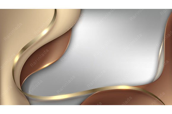 3D Template Golden Ribbon Lines Luxury