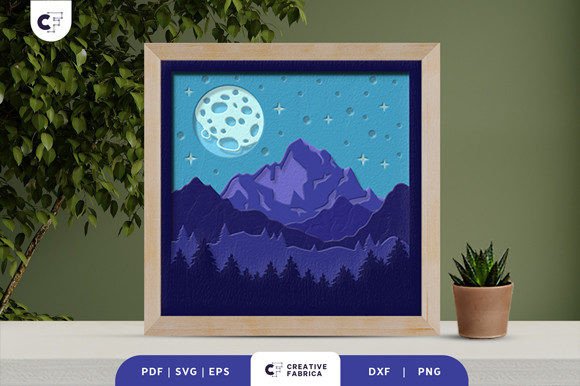 Beautiful Night at the Mountain 3D SVG: A Creative Tool for Paper Art Enthusiasts