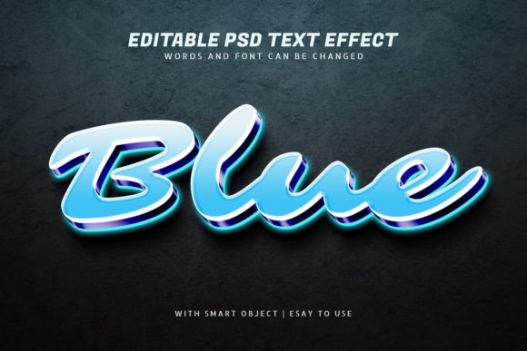 Blue 3D Glowing Text Effect for Creative Projects