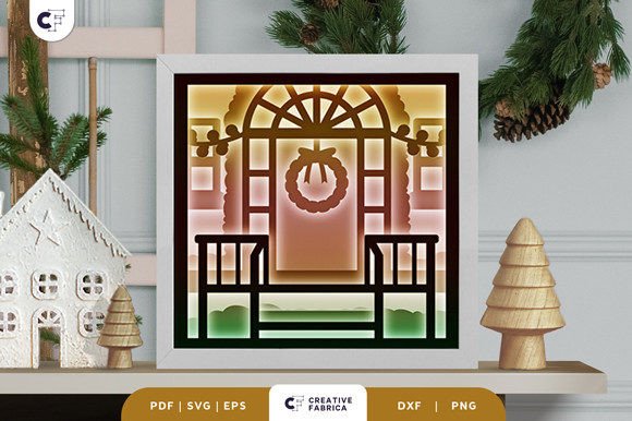 Christmas Door 3D Shadow Box SVG