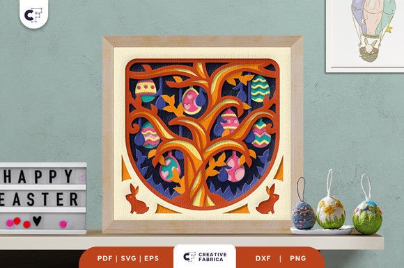 Cute Easter Tree 3D Shadow Box SVG: A Versatile Craft Template for Springtime Creativity