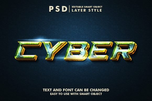 Cyber 3d Steel Text Effect Premium Psd