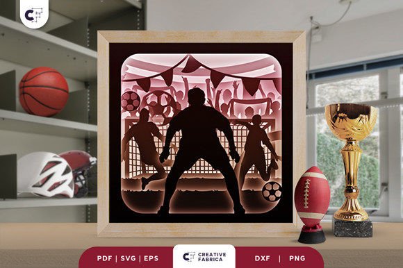 Football Match 3D Shadow Box Paper Cut