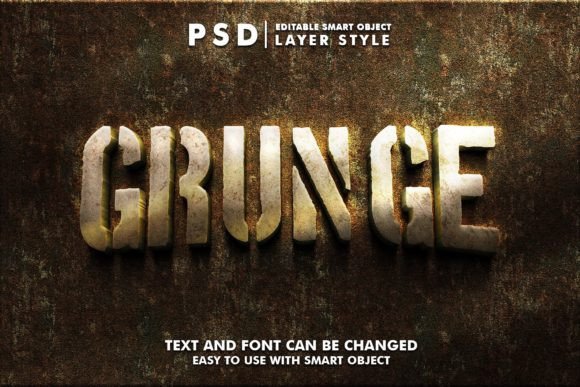Grunge 3D Realistic PSD Text Effect