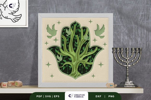 Hamsa Hand Tree of Life 3D Shadow Box
