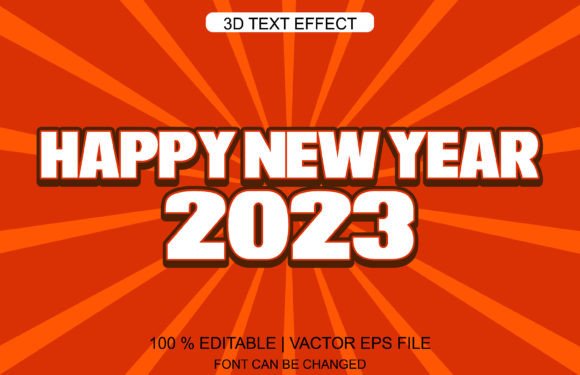 Happy New Year 2023 3D Editable Text