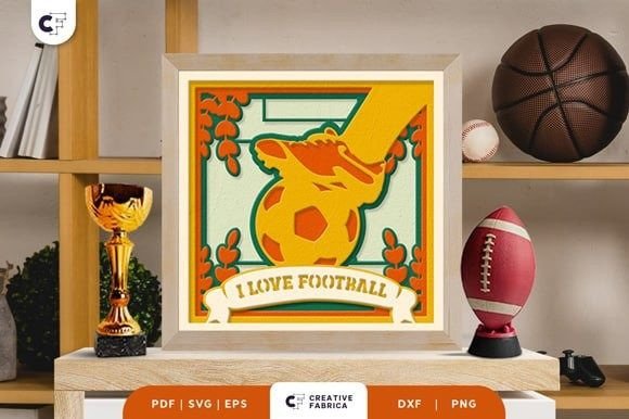 I Love Football 3D Layered Paper Cut SVG