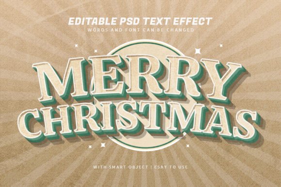 Merry Christmas 3D Vintage Text Effect: A Customizable Design Asset for Creative Projects