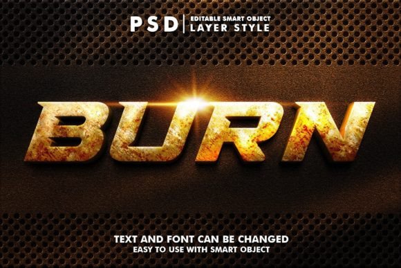 Metal Burn 3D Editable Psd Text Effect