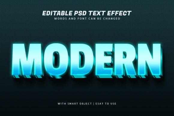Modern 3D Blue Glow Text Effect Editable