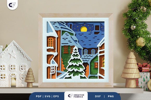 Quaint Village 3D Layered Paper Cut