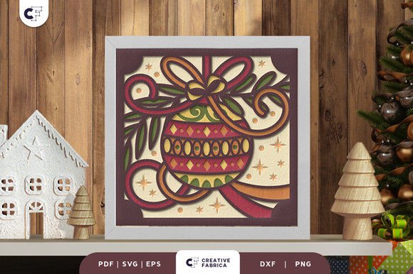 Retro Christmas Ball 3D Shadow Box