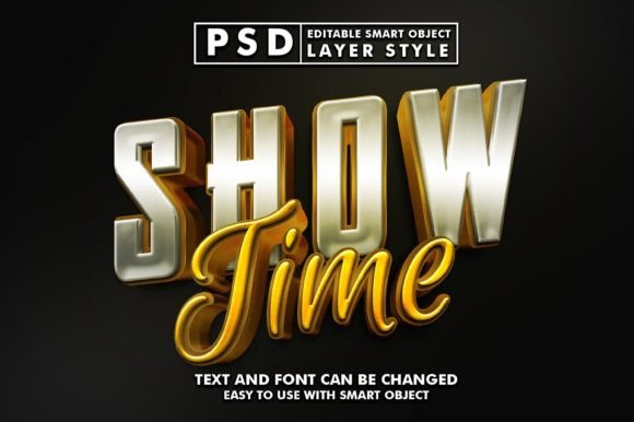 Show Time 3D Realistic PSD Text Effect