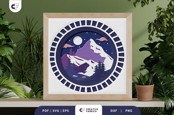 Snowy Mountain Forest 3D Shadow Box SVG: A Creative Solution for Paper Craft Enthusiasts