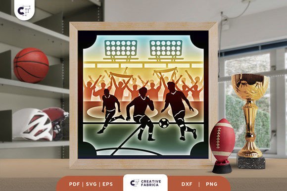 Soccer 3D Shadow Box Paper Cut