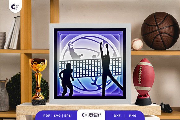 Volleyball Tournament 3D Shadow Box SVG for Creative Projects
